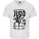 Judo Strength and Courage Martial Arts MMA Mens V-Neck Cotton T-Shirt White