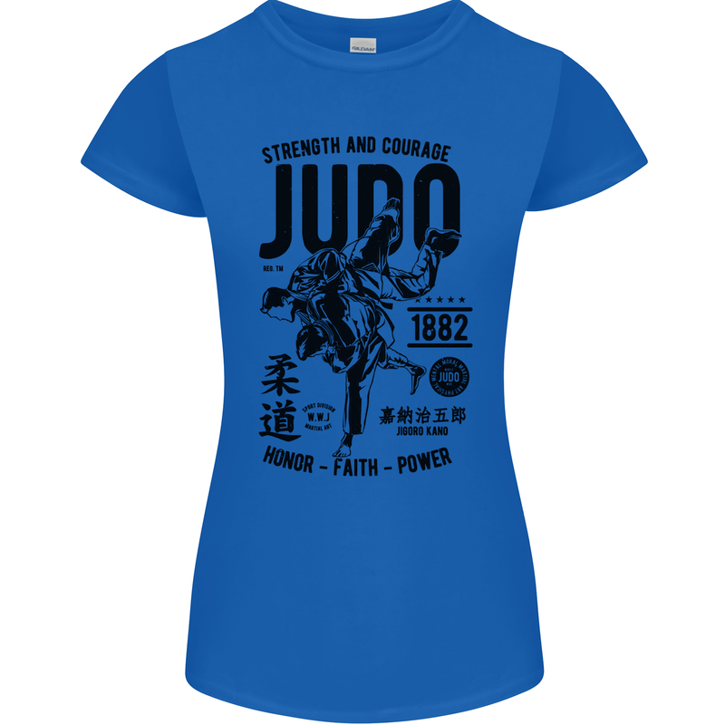 Judo Strength and Courage Martial Arts MMA Womens Petite Cut T-Shirt Royal Blue