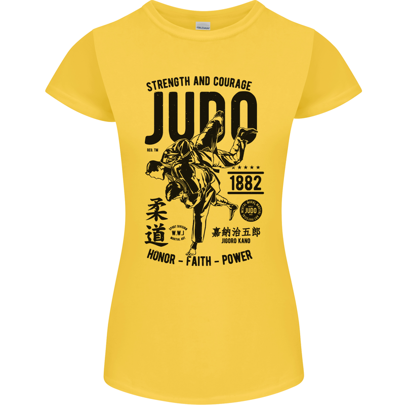 Judo Strength and Courage Martial Arts MMA Womens Petite Cut T-Shirt Yellow