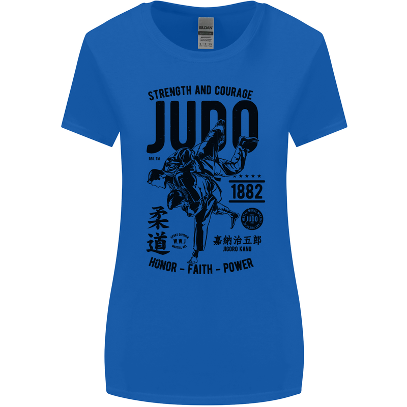 Judo Strength and Courage Martial Arts MMA Womens Wider Cut T-Shirt Royal Blue