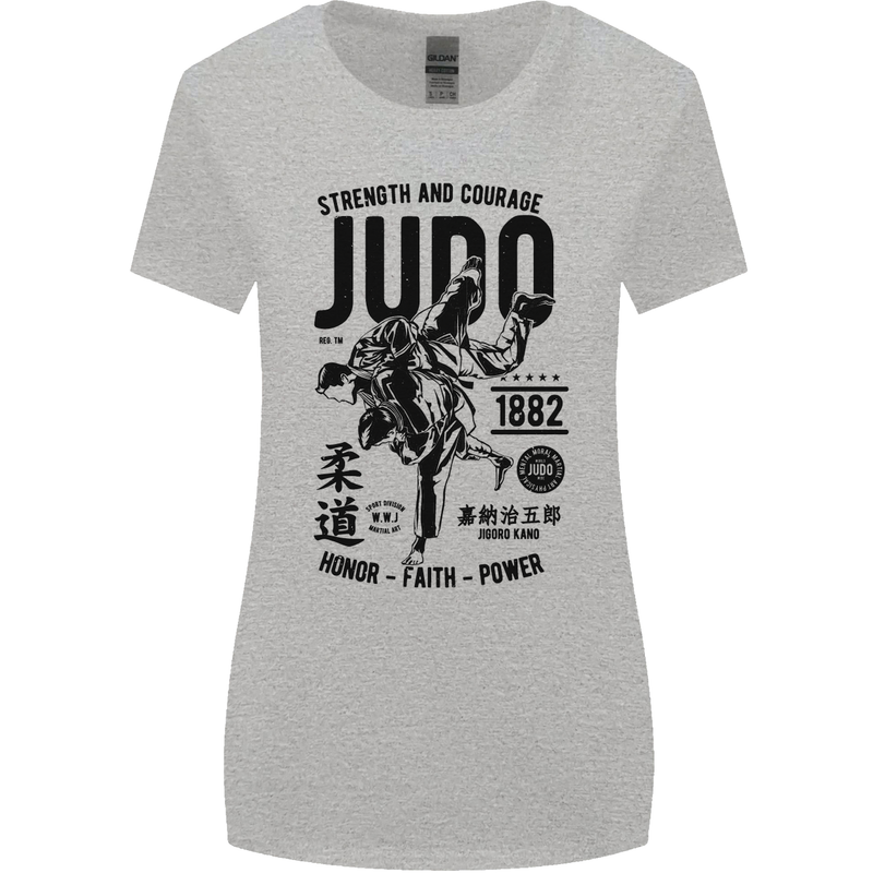 Judo Strength and Courage Martial Arts MMA Womens Wider Cut T-Shirt Sports Grey