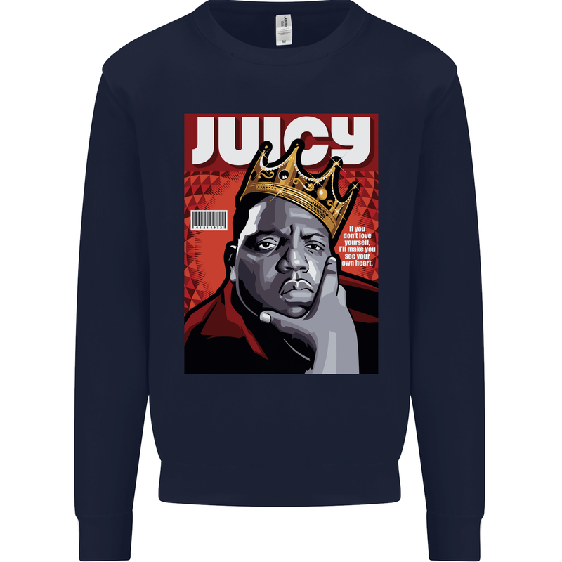 Juicy Rap Music Hip Hop Rapper Kids Sweatshirt Jumper Navy Blue