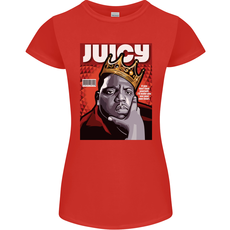 Juicy Rap Music Hip Hop Rapper Womens Petite Cut T-Shirt Red