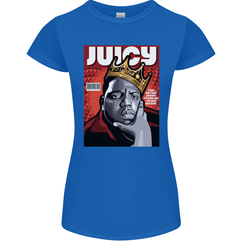 Juicy Rap Music Hip Hop Rapper Womens Petite Cut T-Shirt Royal Blue