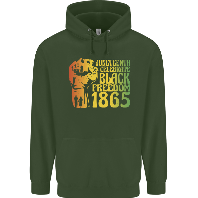 Juneteenth Black Lives Matter Freedom Childrens Kids Hoodie Forest Green