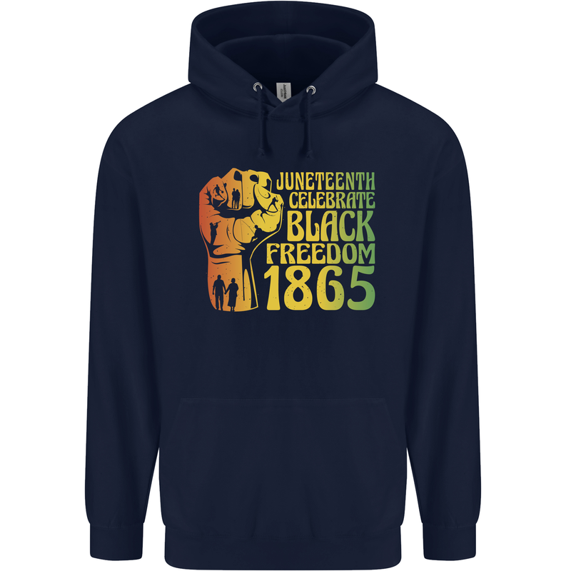 Juneteenth Black Lives Matter Freedom Childrens Kids Hoodie Navy Blue