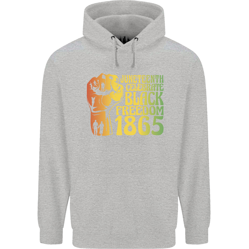 Juneteenth Black Lives Matter Freedom Childrens Kids Hoodie Sports Grey