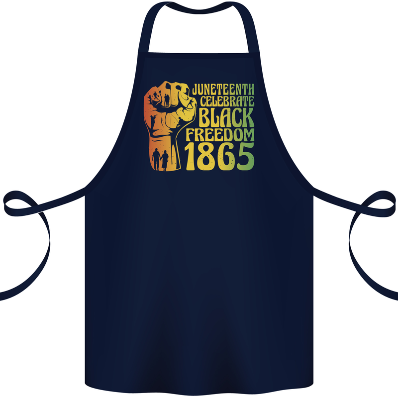 Juneteenth Black Lives Matter Freedom Cotton Apron 100% Organic Navy Blue
