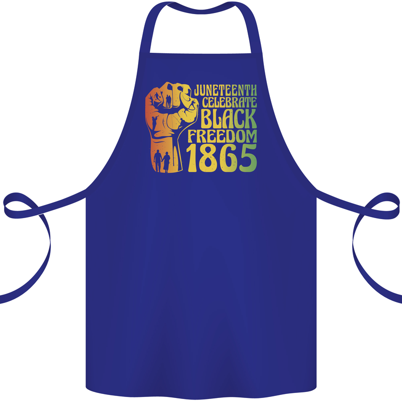 Juneteenth Black Lives Matter Freedom Cotton Apron 100% Organic Royal Blue