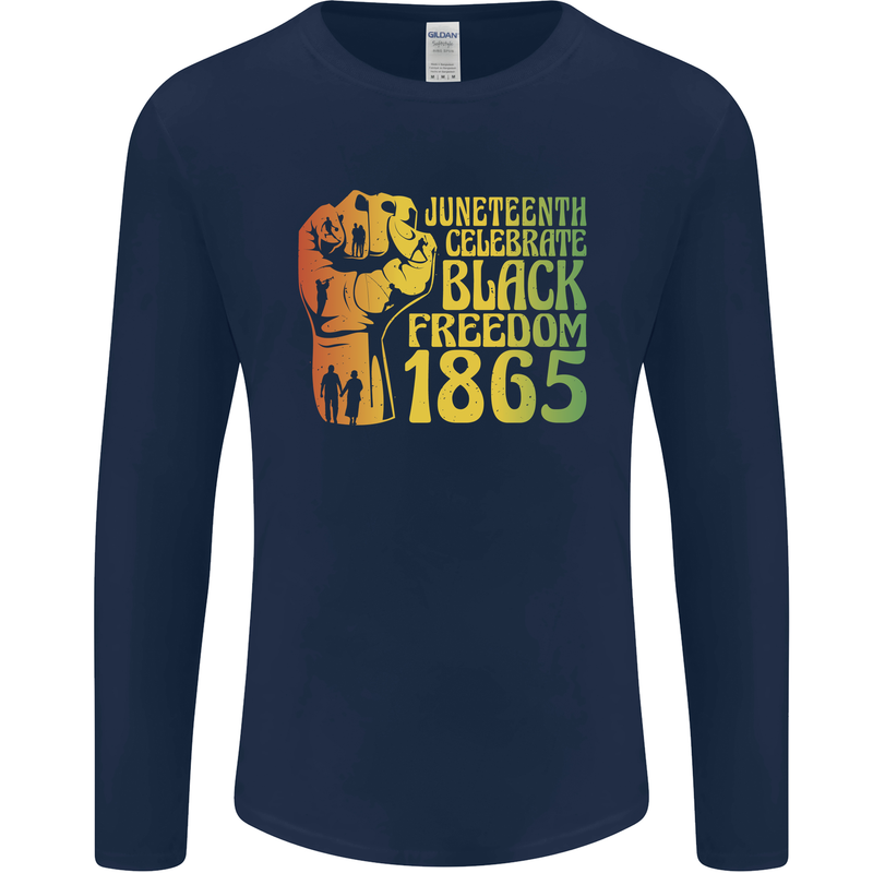 Juneteenth Black Lives Matter Freedom Mens Long Sleeve T-Shirt Navy Blue