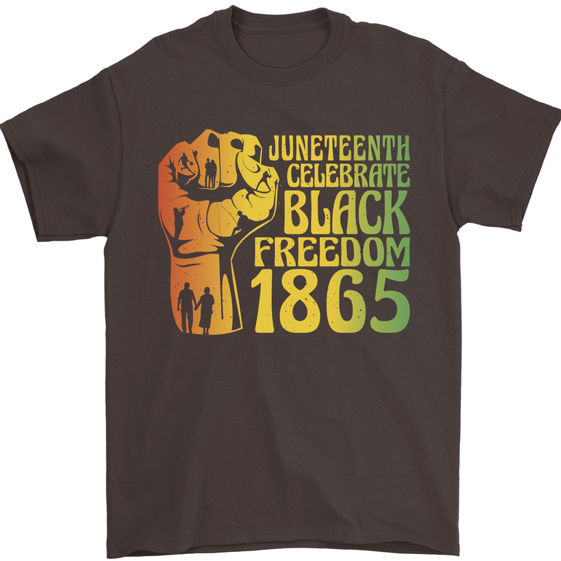 Juneteenth Black Lives Matter Freedom Mens T-Shirt Cotton Gildan Dark Chocolate