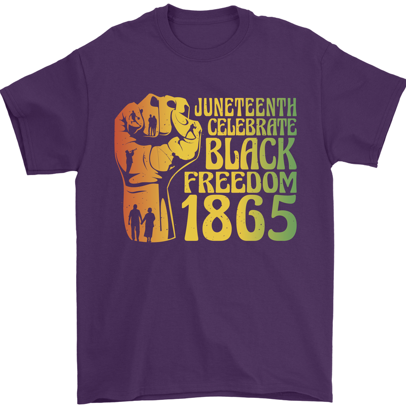 Juneteenth Black Lives Matter Freedom Mens T-Shirt Cotton Gildan Purple