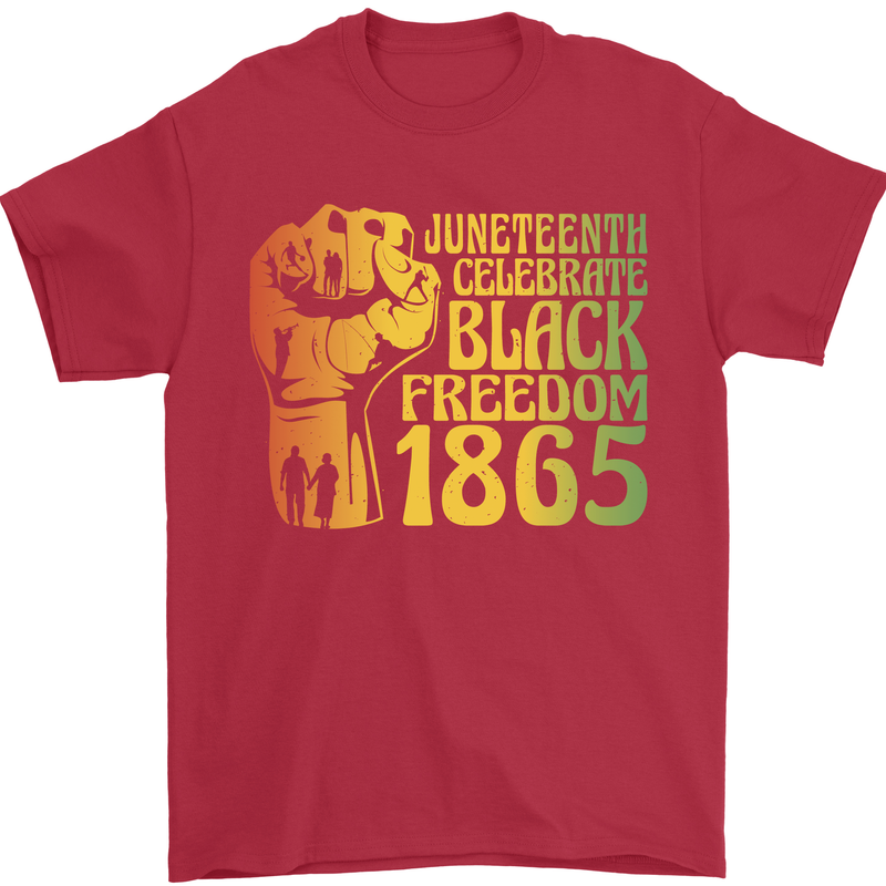 Juneteenth Black Lives Matter Freedom Mens T-Shirt Cotton Gildan Red