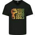 Juneteenth Black Lives Matter Freedom Mens V-Neck Cotton T-Shirt Black