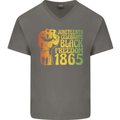 Juneteenth Black Lives Matter Freedom Mens V-Neck Cotton T-Shirt Charcoal