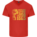 Juneteenth Black Lives Matter Freedom Mens V-Neck Cotton T-Shirt Red