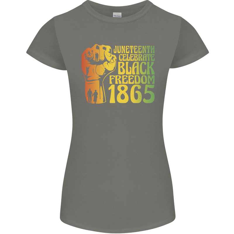 Juneteenth Black Lives Matter Freedom Womens Petite Cut T-Shirt Charcoal