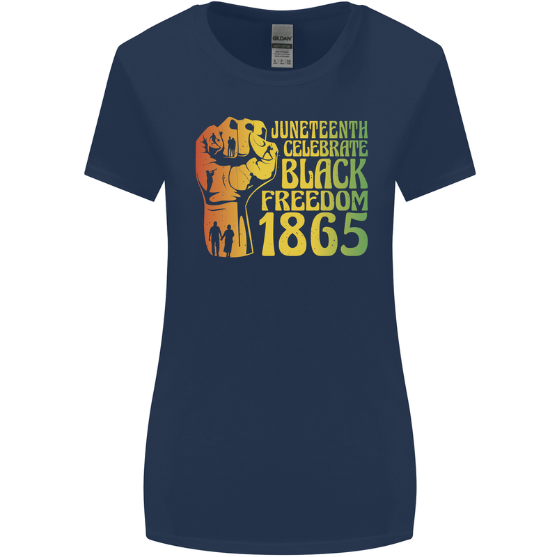 Juneteenth Black Lives Matter Freedom Womens Wider Cut T-Shirt Navy Blue