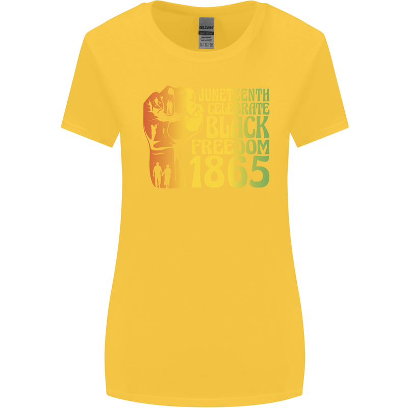 Juneteenth Black Lives Matter Freedom Womens Wider Cut T-Shirt Yellow