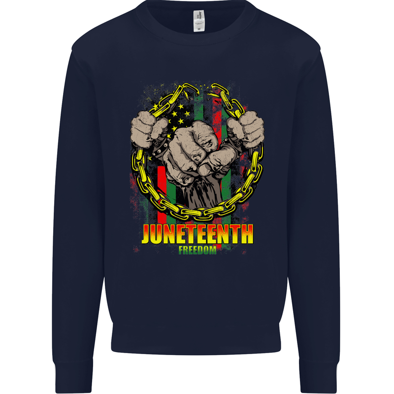 Juneteenth Black Lives Matter History Kids Sweatshirt Jumper Navy Blue
