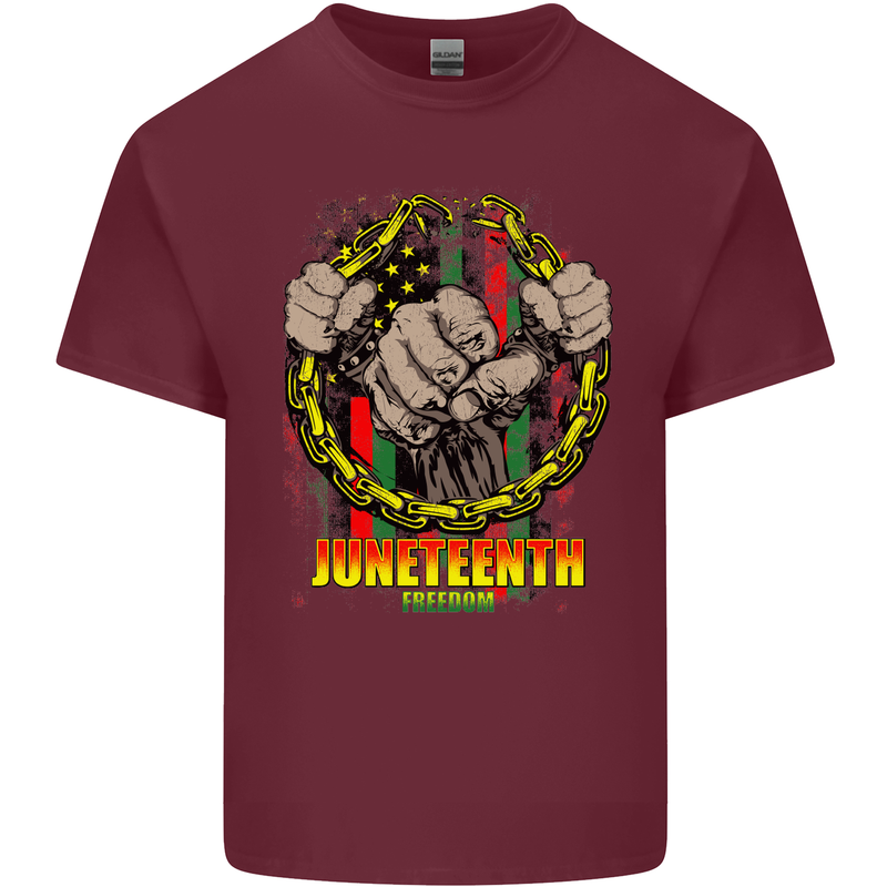Juneteenth Black Lives Matter History Mens Cotton T-Shirt Tee Top Maroon