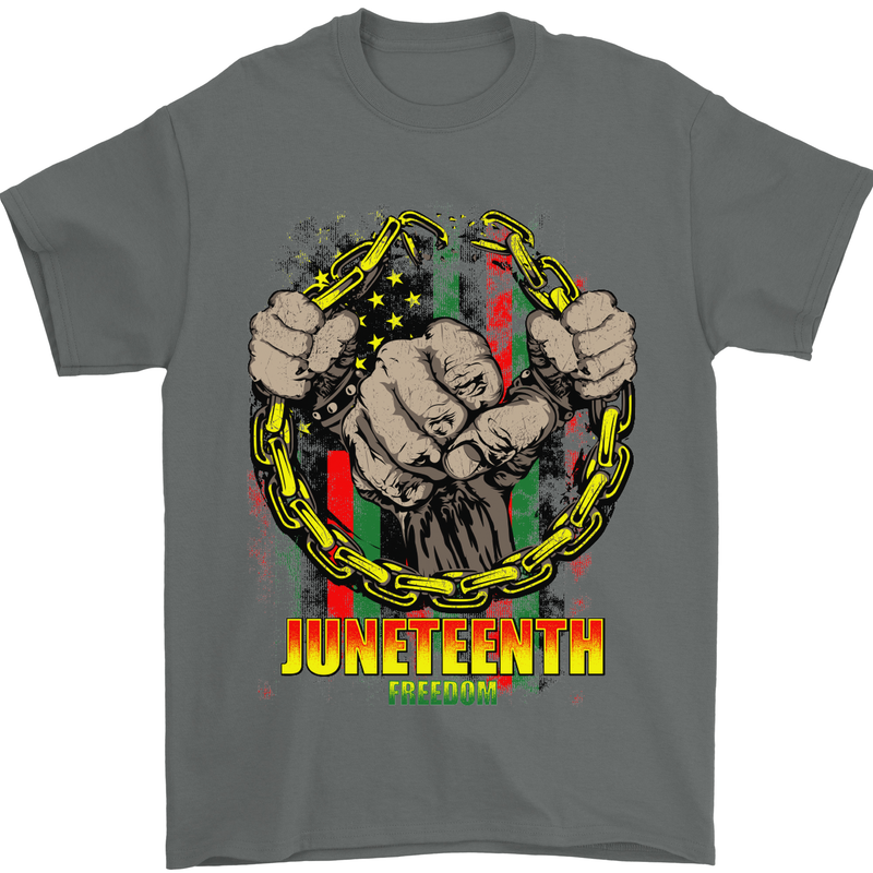 Juneteenth Black Lives Matter History Mens T-Shirt Cotton Gildan Charcoal