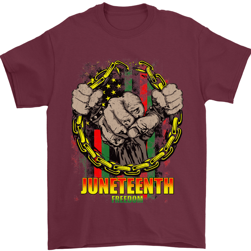 Juneteenth Black Lives Matter History Mens T-Shirt Cotton Gildan Maroon