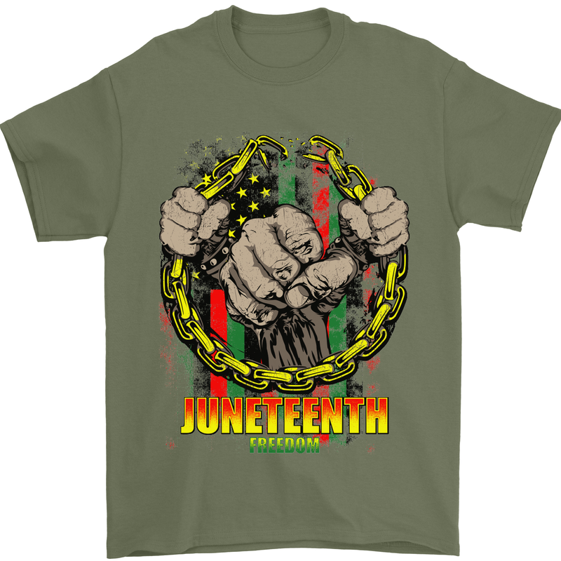 Juneteenth Black Lives Matter History Mens T-Shirt Cotton Gildan Military Green