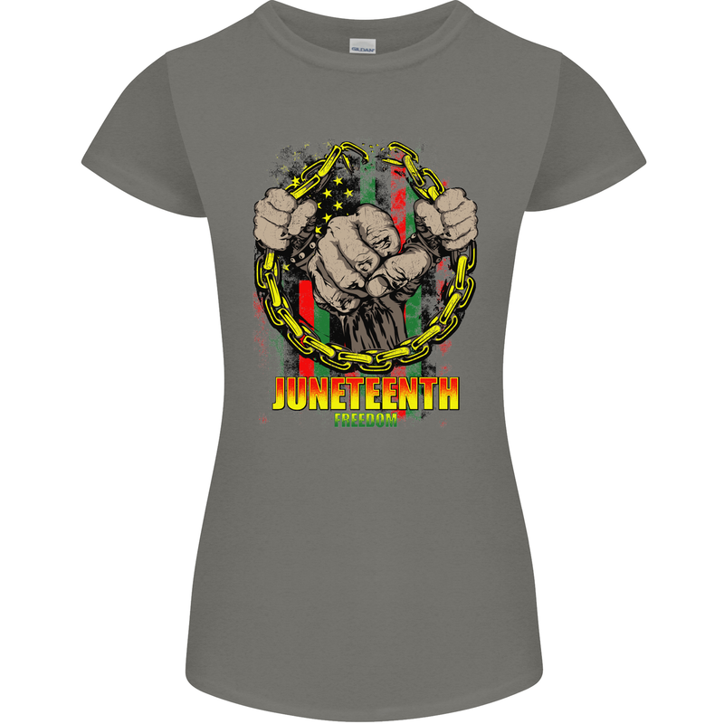 Juneteenth Black Lives Matter History Womens Petite Cut T-Shirt Charcoal