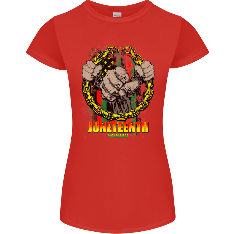 Juneteenth Black Lives Matter History Womens Petite Cut T-Shirt Red