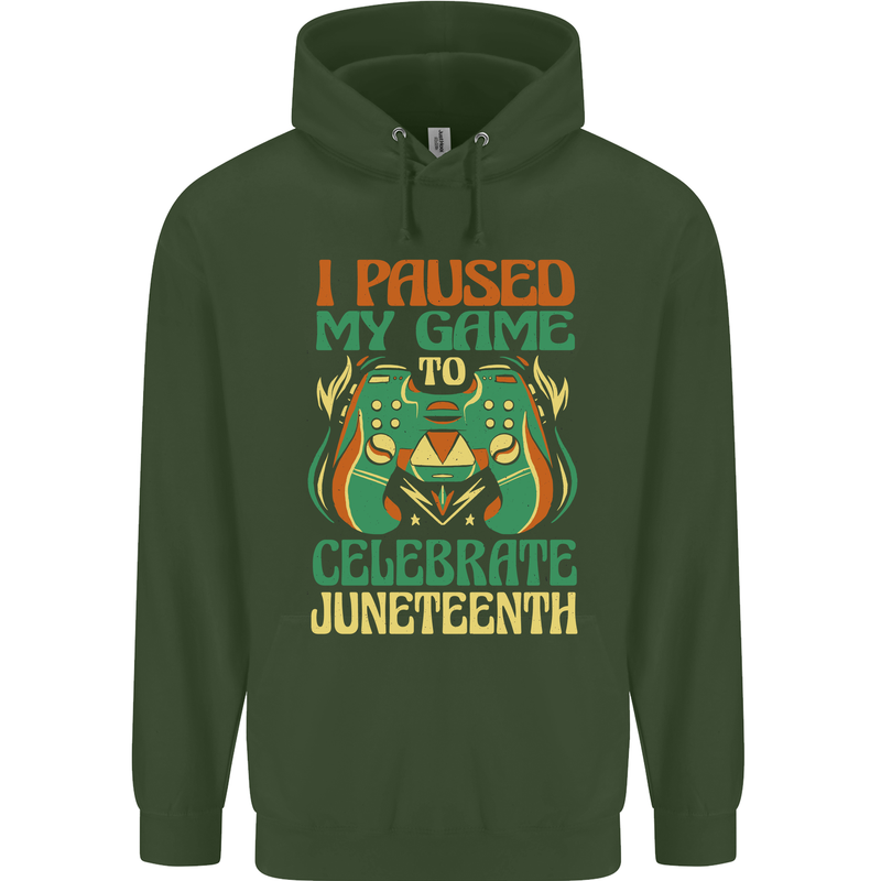 Juneteenth Gamer Gaming Video Games Childrens Kids Hoodie Forest Green