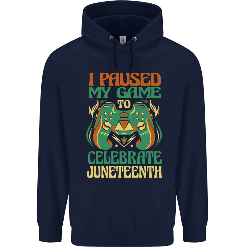 Juneteenth Gamer Gaming Video Games Childrens Kids Hoodie Navy Blue