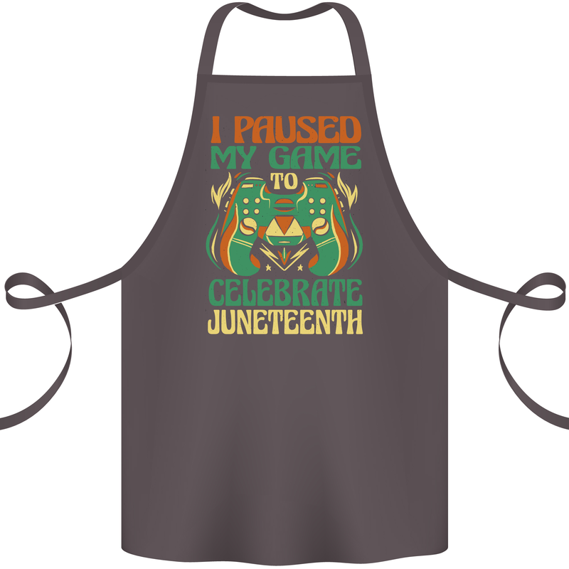 Juneteenth Gamer Gaming Video Games Cotton Apron 100% Organic Dark Grey