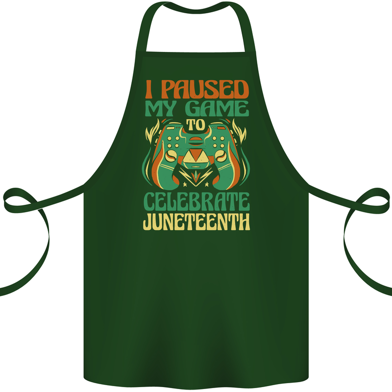 Juneteenth Gamer Gaming Video Games Cotton Apron 100% Organic Forest Green