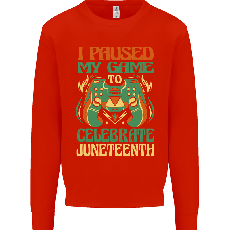 Juneteenth Gamer Gaming Video Games Kids Sweatshirt Jumper Bright Red