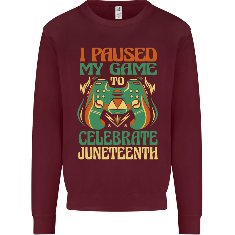 Juneteenth Gamer Gaming Video Games Kids Sweatshirt Jumper Maroon