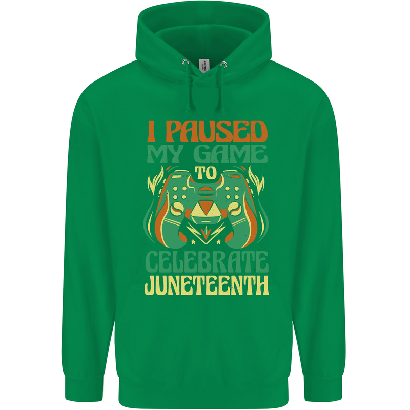 Juneteenth Gamer Gaming Video Games Mens 80% Cotton Hoodie Irish Green