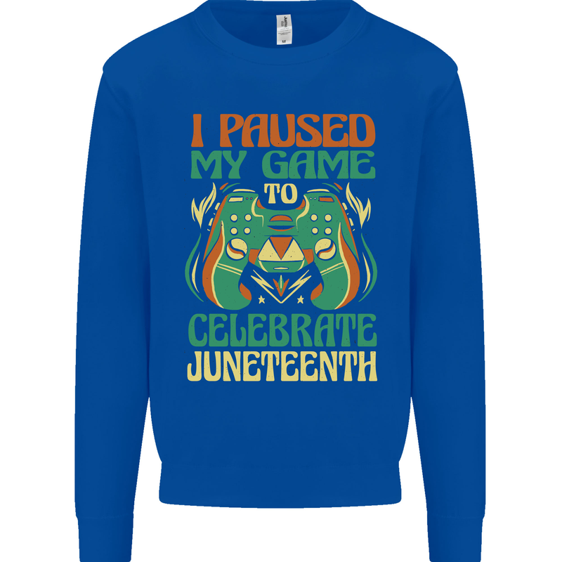 Juneteenth Gamer Gaming Video Games Mens Sweatshirt Jumper Royal Blue