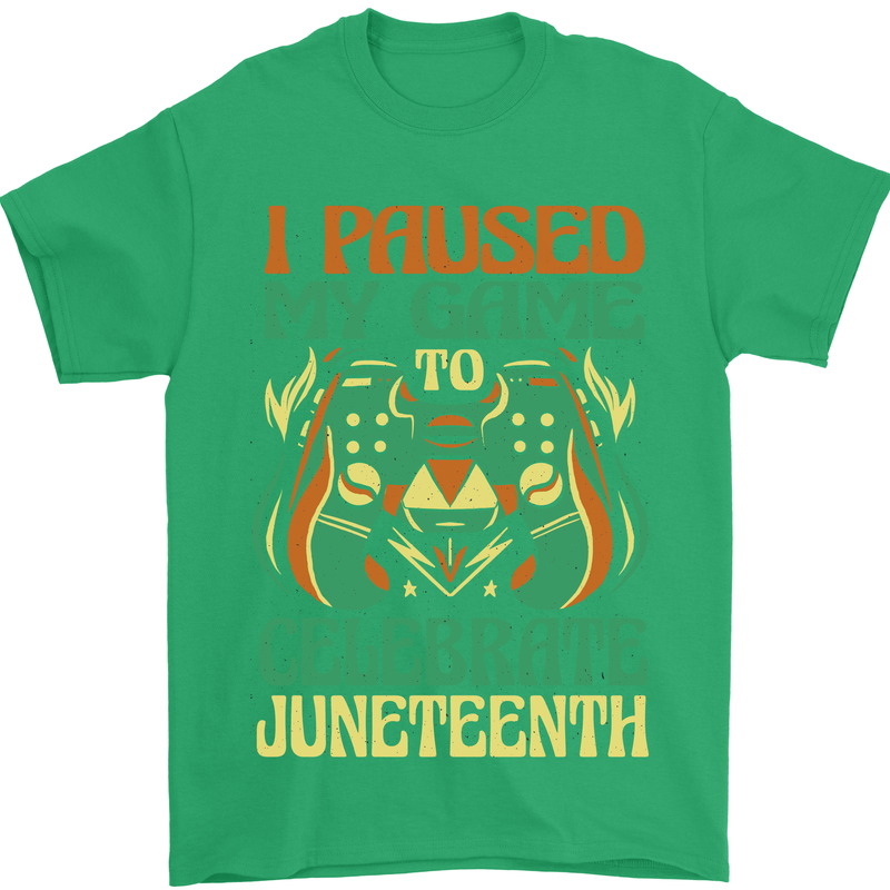 Juneteenth Gamer Gaming Video Games Mens T-Shirt 100% Cotton Irish Green
