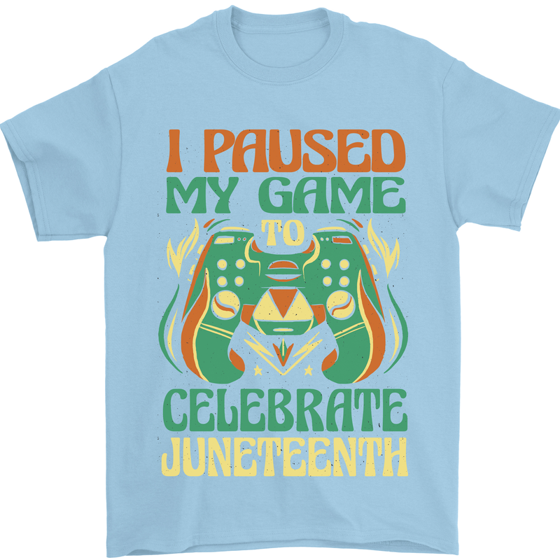 Juneteenth Gamer Gaming Video Games Mens T-Shirt 100% Cotton Light Blue