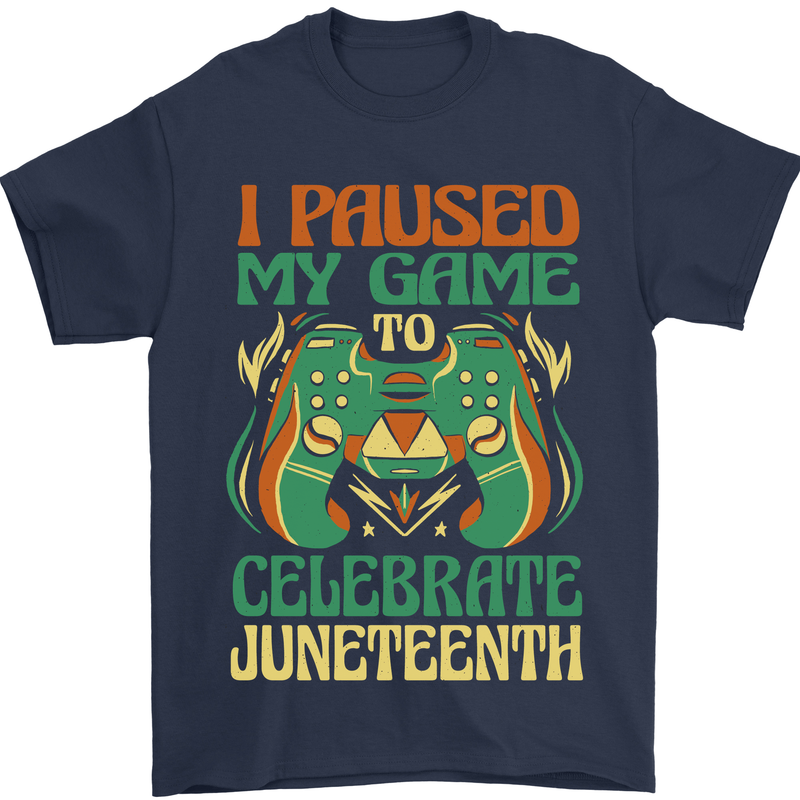 Juneteenth Gamer Gaming Video Games Mens T-Shirt 100% Cotton Navy Blue