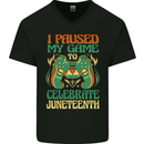 Juneteenth Gamer Gaming Video Games Mens V-Neck Cotton T-Shirt Black