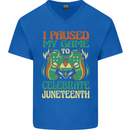 Juneteenth Gamer Gaming Video Games Mens V-Neck Cotton T-Shirt Royal Blue