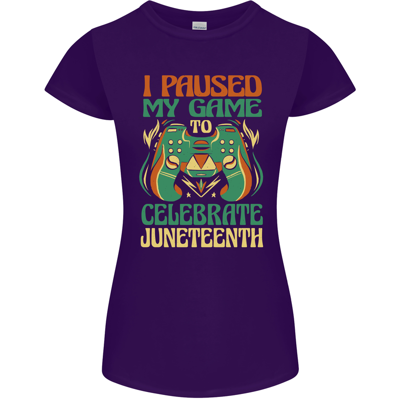 Juneteenth Gamer Gaming Video Games Womens Petite Cut T-Shirt Purple