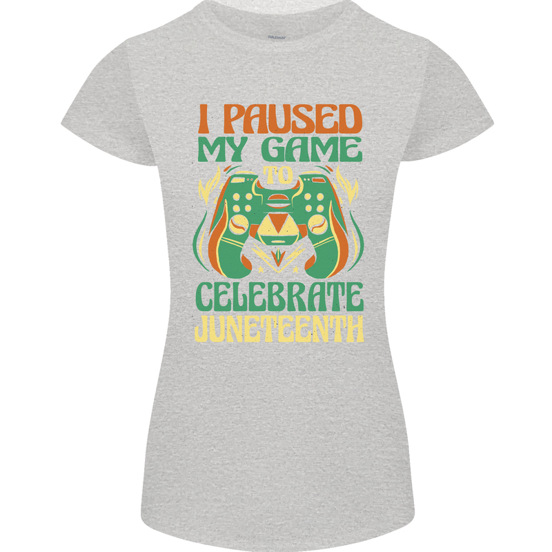 Juneteenth Gamer Gaming Video Games Womens Petite Cut T-Shirt Sports Grey