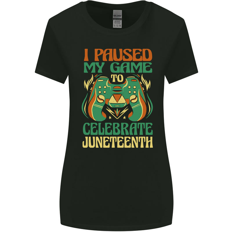 Juneteenth Gamer Gaming Video Games Womens Wider Cut T-Shirt Black