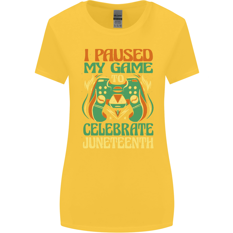 Juneteenth Gamer Gaming Video Games Womens Wider Cut T-Shirt Yellow