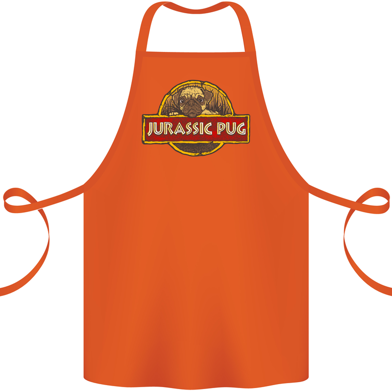 Jurassic Pug Funny Dog Movie Parody Cotton Apron 100% Organic Orange