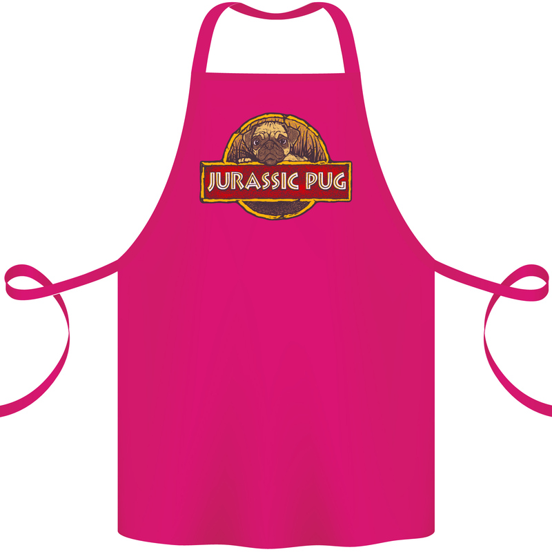 Jurassic Pug Funny Dog Movie Parody Cotton Apron 100% Organic Pink