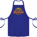 Jurassic Pug Funny Dog Movie Parody Cotton Apron 100% Organic Royal Blue